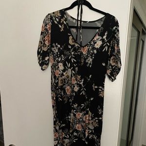 Floral Print Black Maternity Dress.